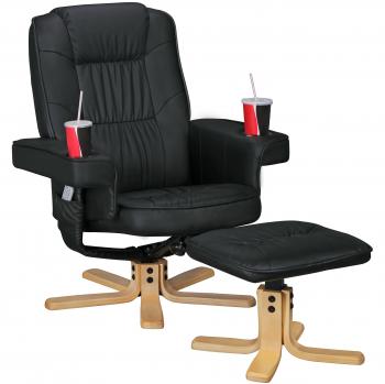 Křeslo S Taburetem Comfort Duo Černé