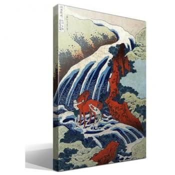 Pintura al óleo digitalizada “Yoshitsune Umarai – Río de Yoshino” en canvas premium