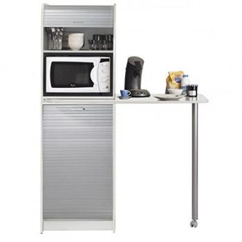 Table de Cuisine et Meuble de Rangement Blanc Aluminium 131,1 x 60 x 180,7 cm