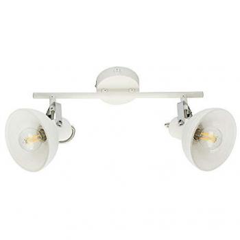 Globo Chrome 35 cm – Spot plafonnier orientable, deux LED 4 W, verre blanc