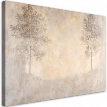 Nature's Veil Canvas Print – Misty Forest 60x40 Beige