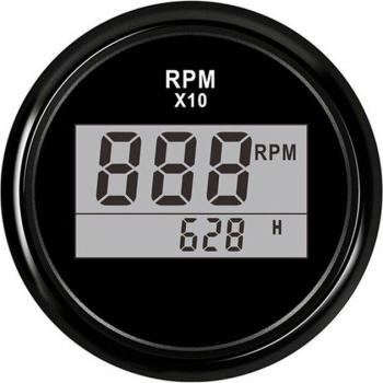 Tacómetro Digital 52 mm: LCD, 9–32 V, Retroiluminado en Rojo