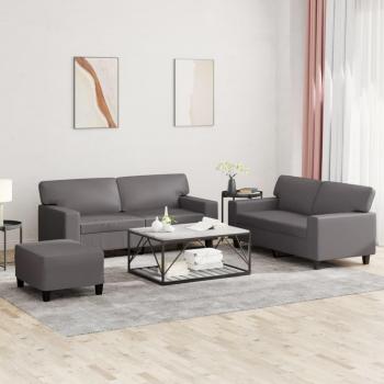 Canapés 3 Pcs Gris Similicuir Prolenta