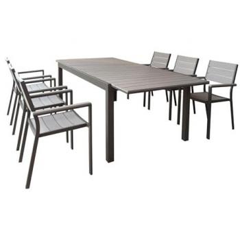 Milani Home Set Tavolo e Sedie da Giardino in Alluminio 180/240 cm