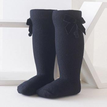 Bébé Fille Chaussettes Nœud Papillon en Coton Velours