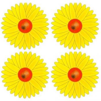 Pack 4 stickers anti-mouches décoratifs tournesol