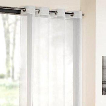 White Eyelet Voile Curtain Panel, 275cm, Ring Top Heading, Sheer Fabric