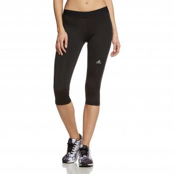 Adidas Damen Laufleggings Techfit Capri Schwarz-Matte Silber XL