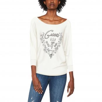 Guess Damen T-Shirt LS Bn Lea Basic Logo Multicolore (Scuffy), X-Small