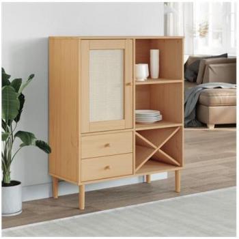 Credenza Senja – Rattan marrone con struttura in legno di pino (90x40x112 cm)