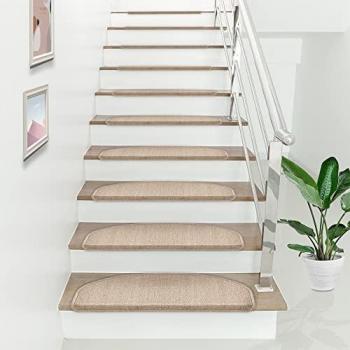 Juego de 15 Alfombrillas Antideslizantes Halbrund 65 x 24 cm Beige