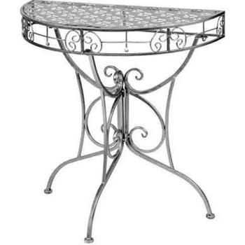 Half Round Metal Side Table Vintage Style 72x36x74 cm Silver vidaXL