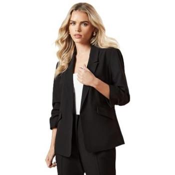 Black Petite Ruched Sleeve Blazer, Small Women’s