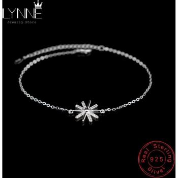 Bracelet Argent 925 Floral avec Strass et Zircon