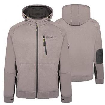 JCB Trade Grey Zip Thru Work Hoodie with Cordura Elbow Patches