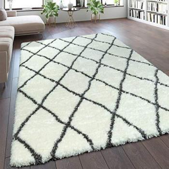 Tappeto Moderno Shaggy Morbido 80x150 cm Crema