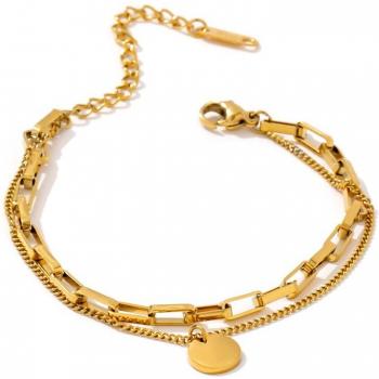 Yhpup 18K Gold Plated Women's Chain Bracelet in Stainless Steel