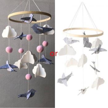 Newborn Bed Hanging Geometric Mobile with Wind Chimes and Rattle