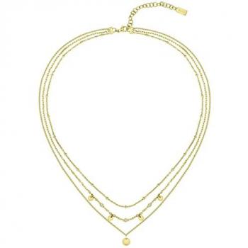 BOSS Damen Edelstahl Halsschmuck Kette mit Anhänger IRIS, goldfarben mit Glasstein