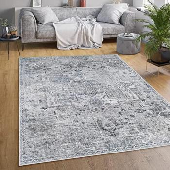 Salon Maroc Vintage Tapis tissage plat, motif oriental, 120 × 160 cm, couleur gris/beige – Paco