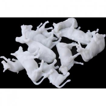 10PCS 1:87 Scale White Cow Models for Model Train Diorama