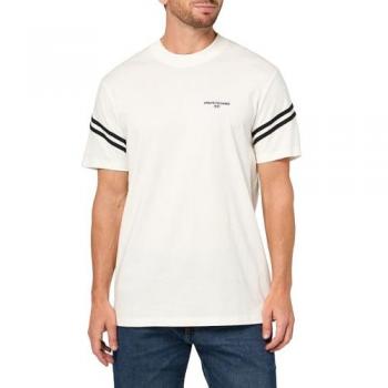 Rundhals T-Shirt mit Label‑Stitching, ARMANI EXCHANGE, Weiß L Herren