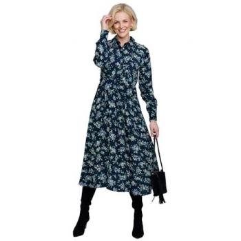 Long Sleeve Floral Twist Front Georgette Dress