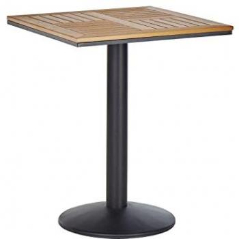 Mesa de Jardín Bistro 60x60 cm Madera Clara Base Metal Negro