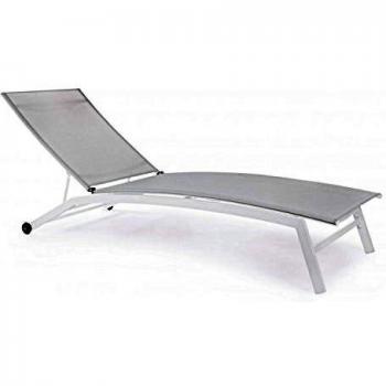 Lettino da Sapore Nildas 63x195x32 cm con Cuscino Bianco per Arredo Esterno