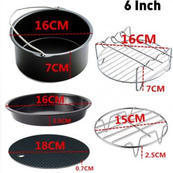 Accesorios de cocina para freidora de aire, juego de 6/7 pulgadas, incluye olla y plato para pizza