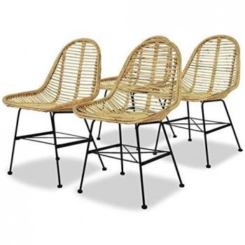 Sillas de Exterior VidaXL 4X – Mueble de Rattan Natural