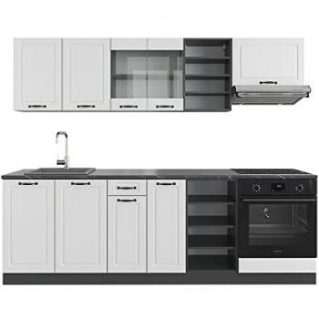 Cucina componibile R-Line, 240 cm, Bianco e Antracite