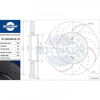 Vorderachse Bremsscheibe ROTINGER RT 20312HP-GL T5