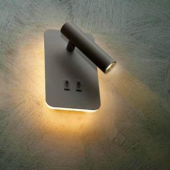 Applique a LED per interni, adatto per lettura notturna, 2 in 1 per letto e comodino, 6W, naturale bianco
