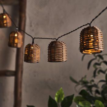 Outdoor Rattan Lantern Fairy String Lights