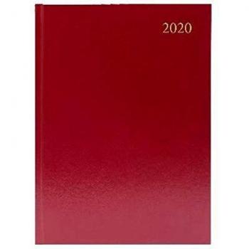 A4 2-Day Per Page Desk Planner 2020 Burgundy