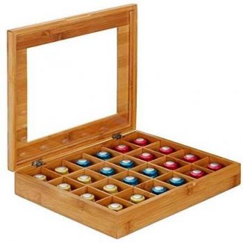 Porta tè e caffè in bambù con apertura facile