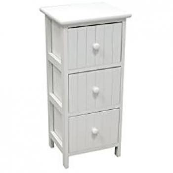 Cajonera Estrecha y Blanca con Tres Compartimentos – 27x23x60