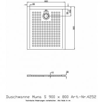 Receveur de douche antidérapant Hoesch Muna S 90x80 cm