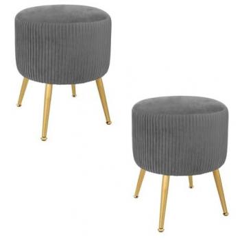 Tabourets Gris à Diamètre 35 cm, Hauteur 41 cm – Contempo Solaro – Pack 2 – ATMOSPHERA