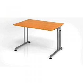 Büroschreibtisch C-Fuß 120x80cm Buche/Silber