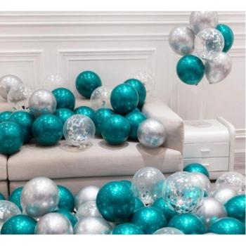 Decoración Boda y Cumpleaños: Globos 10 Doble Capa Verde‑Azul