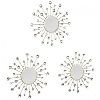 Wandspiegel Melanie, 3er Set, Ø 25,5 cm, goldener Rahmen