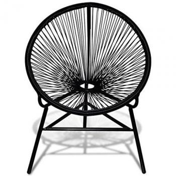 Garden Moon Chair in Black Poly Rattan by vidaXL