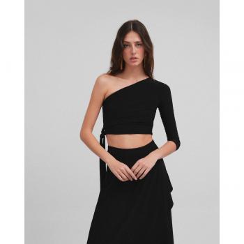 Top asimétrico liso para mujer