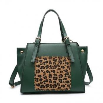 JFY Women’s Mini Leopard Strap Satchel – Green