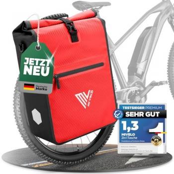 Pannier transporté 2‑en‑1 MIVELO – Red Carbon – 22 L étanche