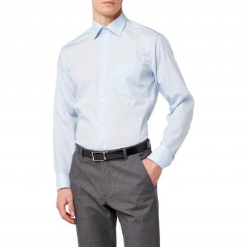 Seidensticker Herren Businesshemd Modern Langarm mit Kent-Kragen und Umschlagmanschette aber ohne Manschettenknopf bügelge