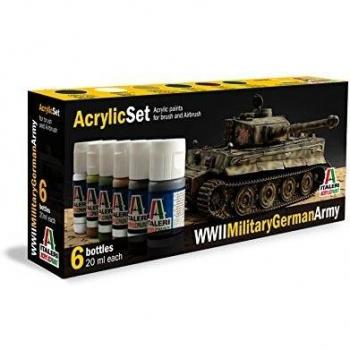 6884361-Italeri 433Ap Set 6 Colori Acrilici per Modellismo, Wwll Military German