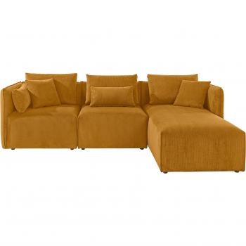 Ecksofa „Nöre“ (L‑Form) – 262 cm B × 74 cm H × 172 cm T, gelb Curry